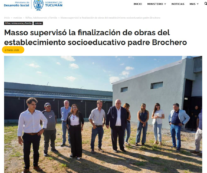 Ministro Masso visitando el final de la obra