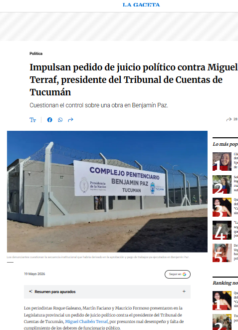 Escrito de pedido de Juicio Político
